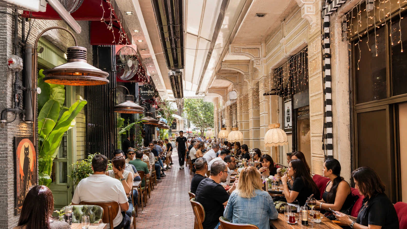 Open-air daytime tables at Benden Karakoy