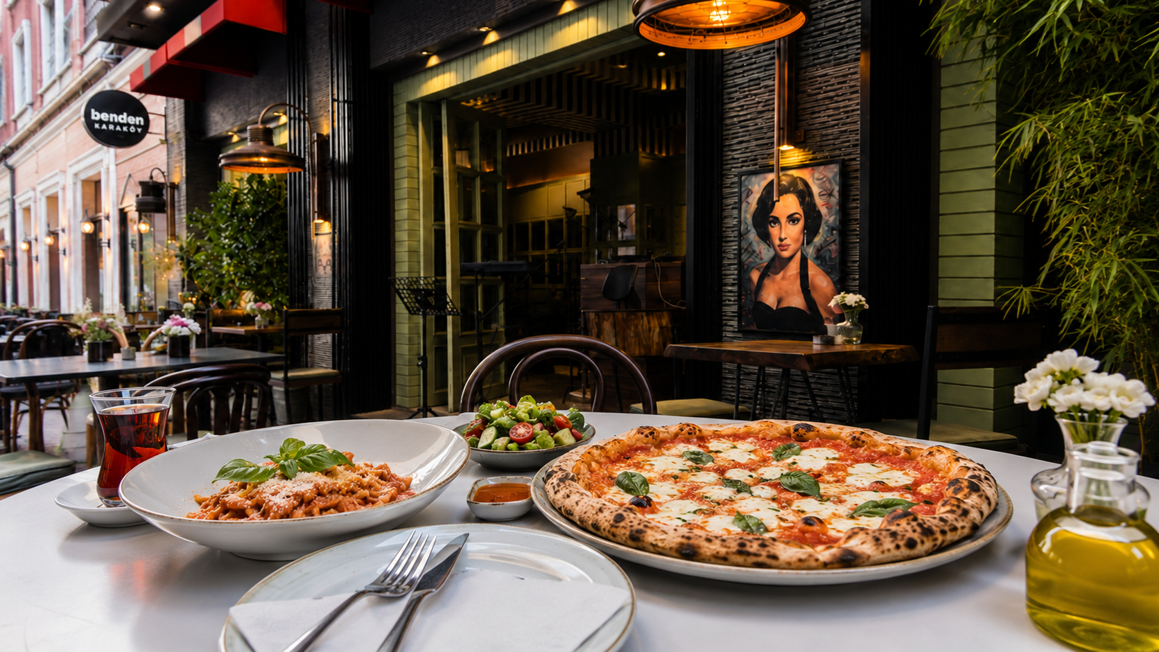 Pizza and pasta at Benden Karakoy